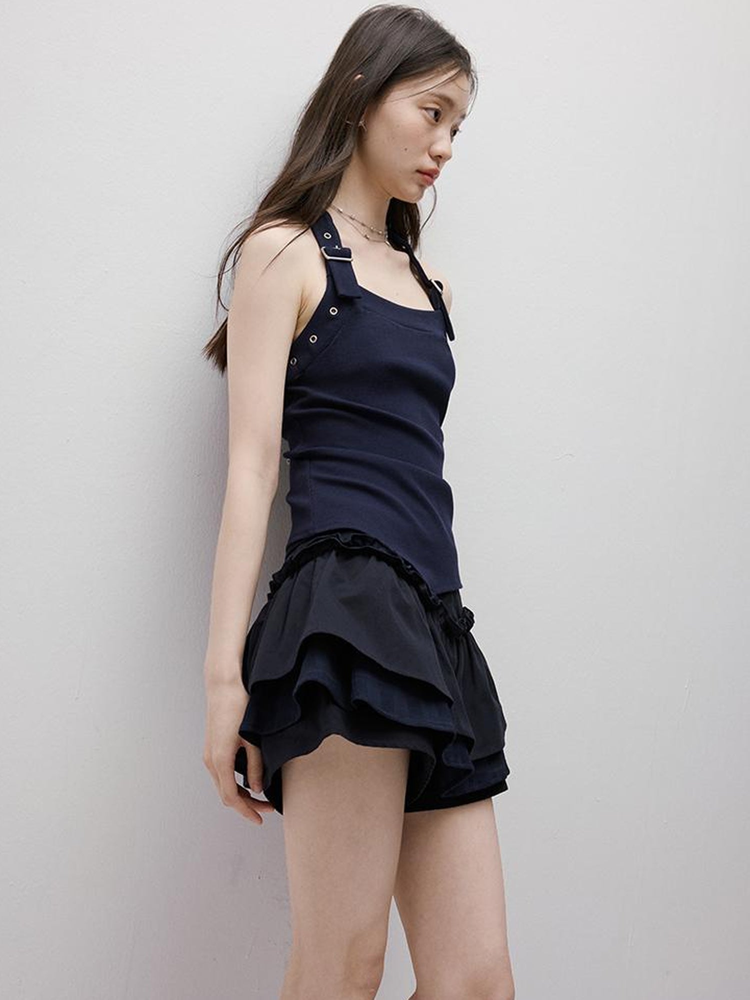 FUSSED Adjustable Slim Fit Ribbed Vest With Asymmetric Hem