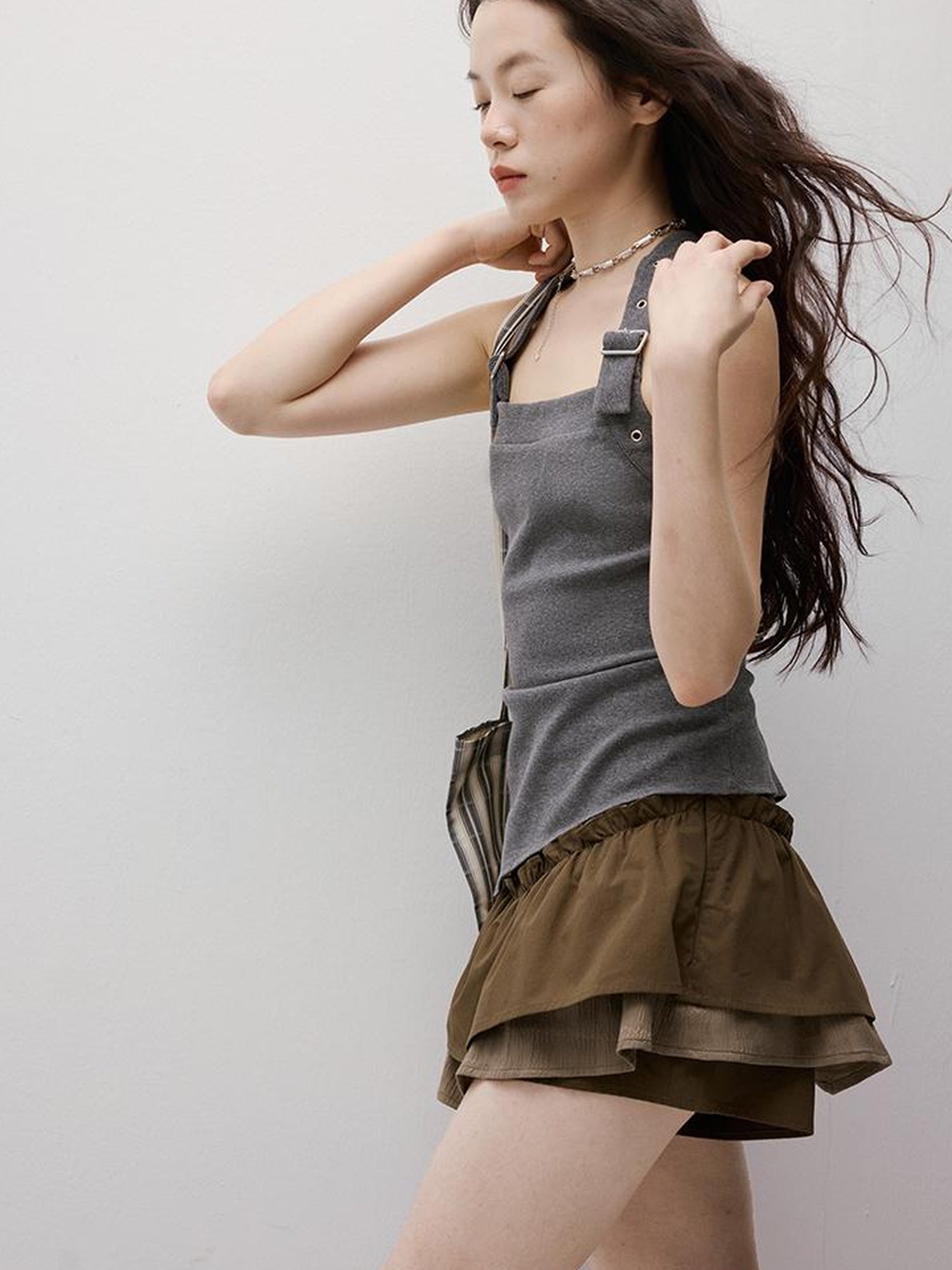 FUSSED Adjustable Slim Fit Ribbed Vest With Asymmetric Hem
