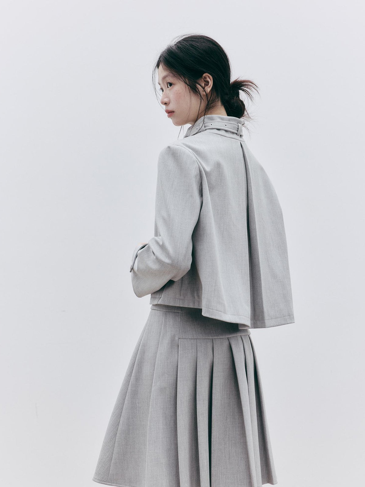 FUSSED Agate Grey Wool Blend Structured Batwing Women&