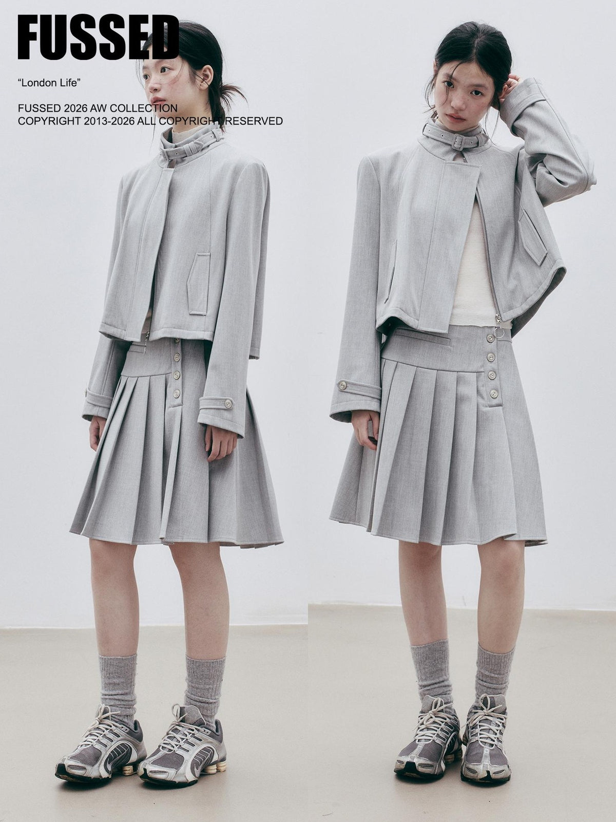 FUSSED Agate Grey Wool Blend Structured Batwing Women&