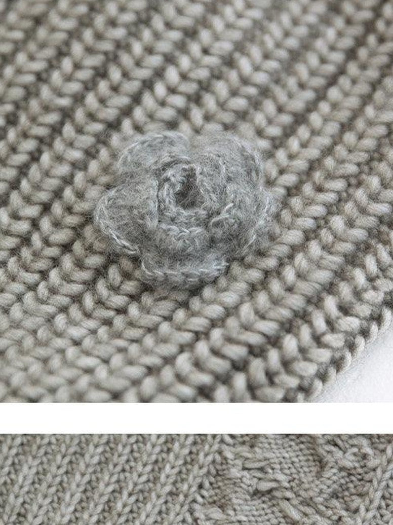 FUSSED Apricot Floral Crochet Chunky Loose Women&