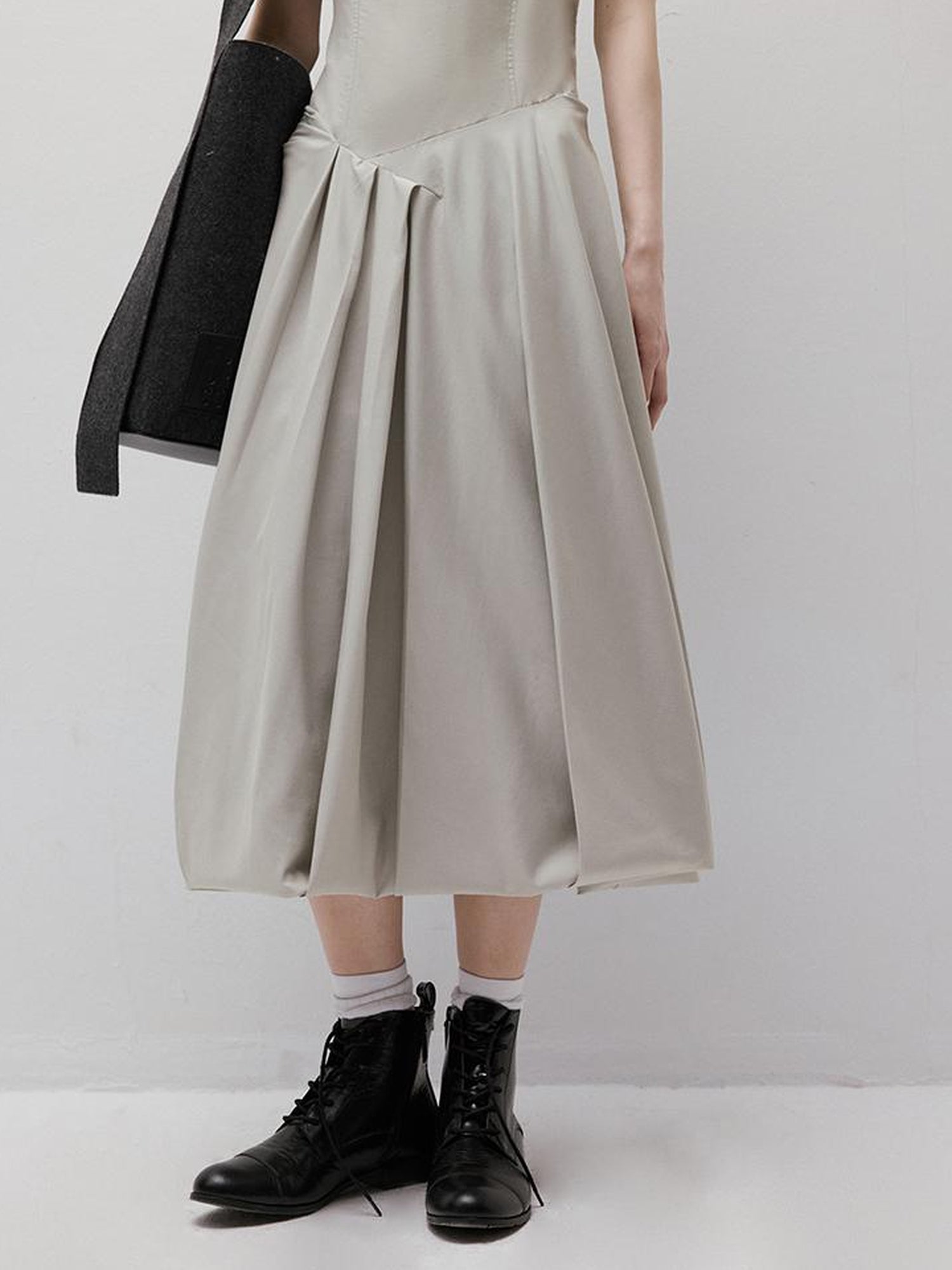 FUSSED Asymmetric Bubble Hem Deconstructed Space Gray Dress