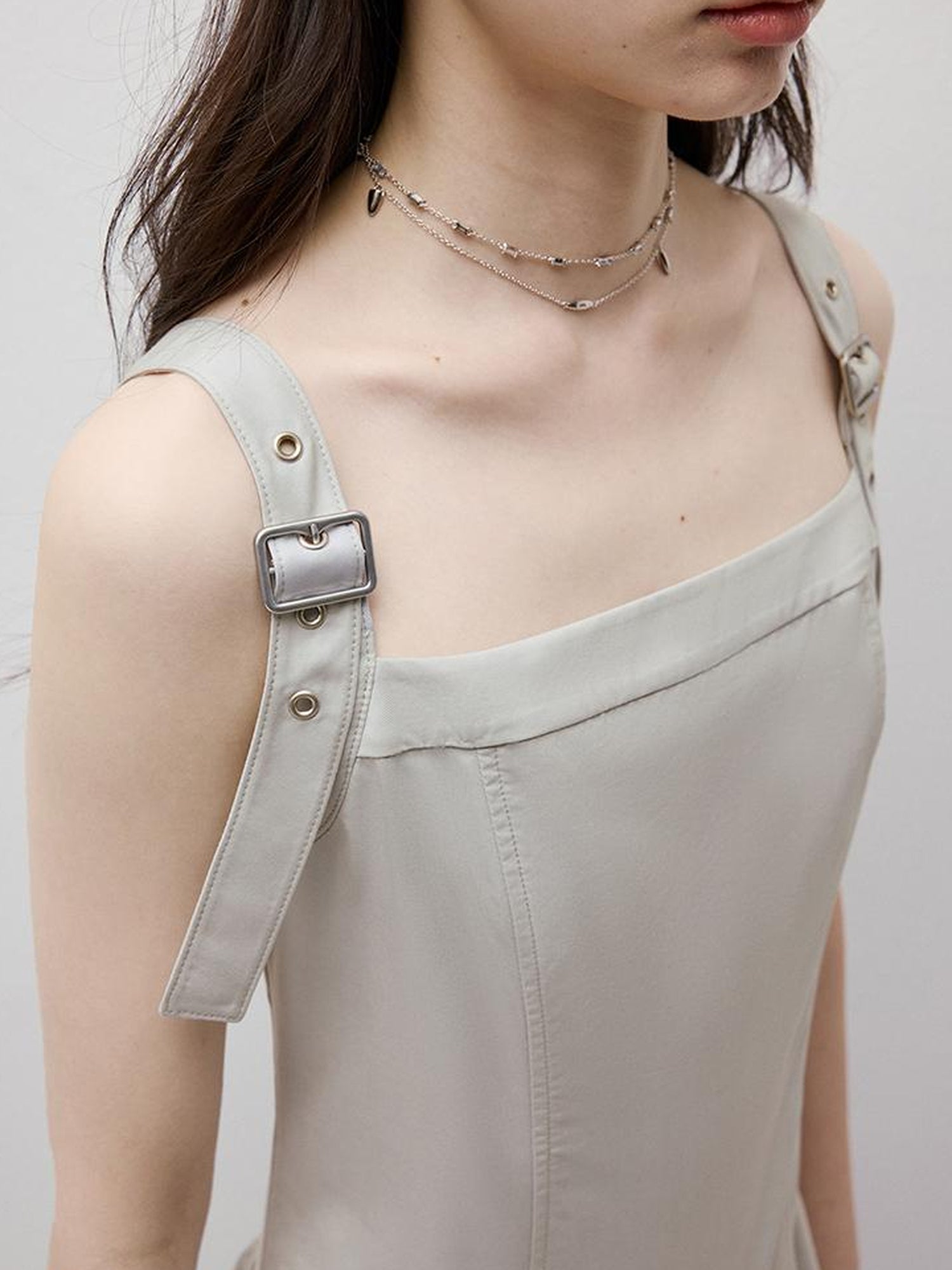 FUSSED Asymmetric Bubble Hem Deconstructed Space Gray Dress