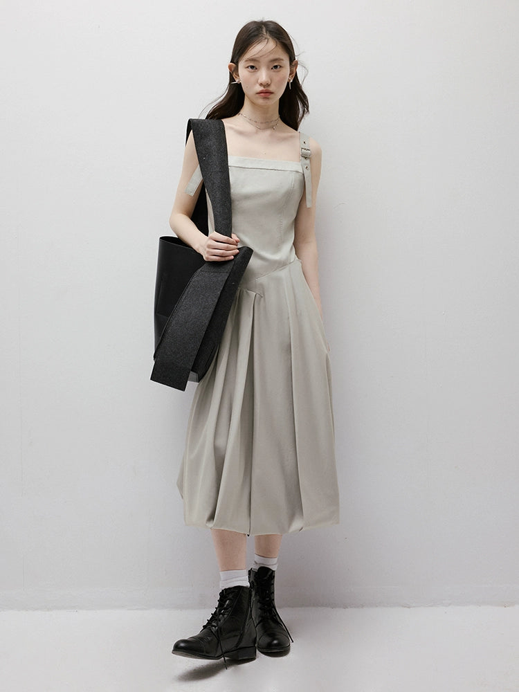 FUSSED_Asymmetric_Bubble_Hem_Deconstructed_Space_Gray_Dress_MISSTT