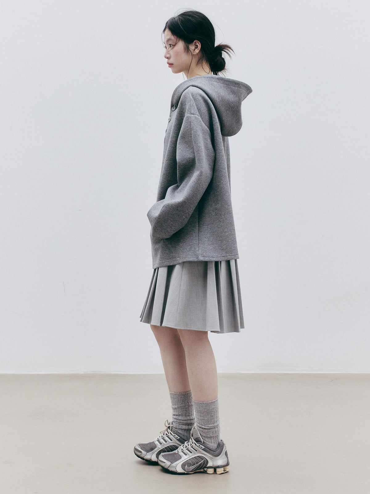 FUSSED Asymmetric Pleated Wool Midi Skirts Women&