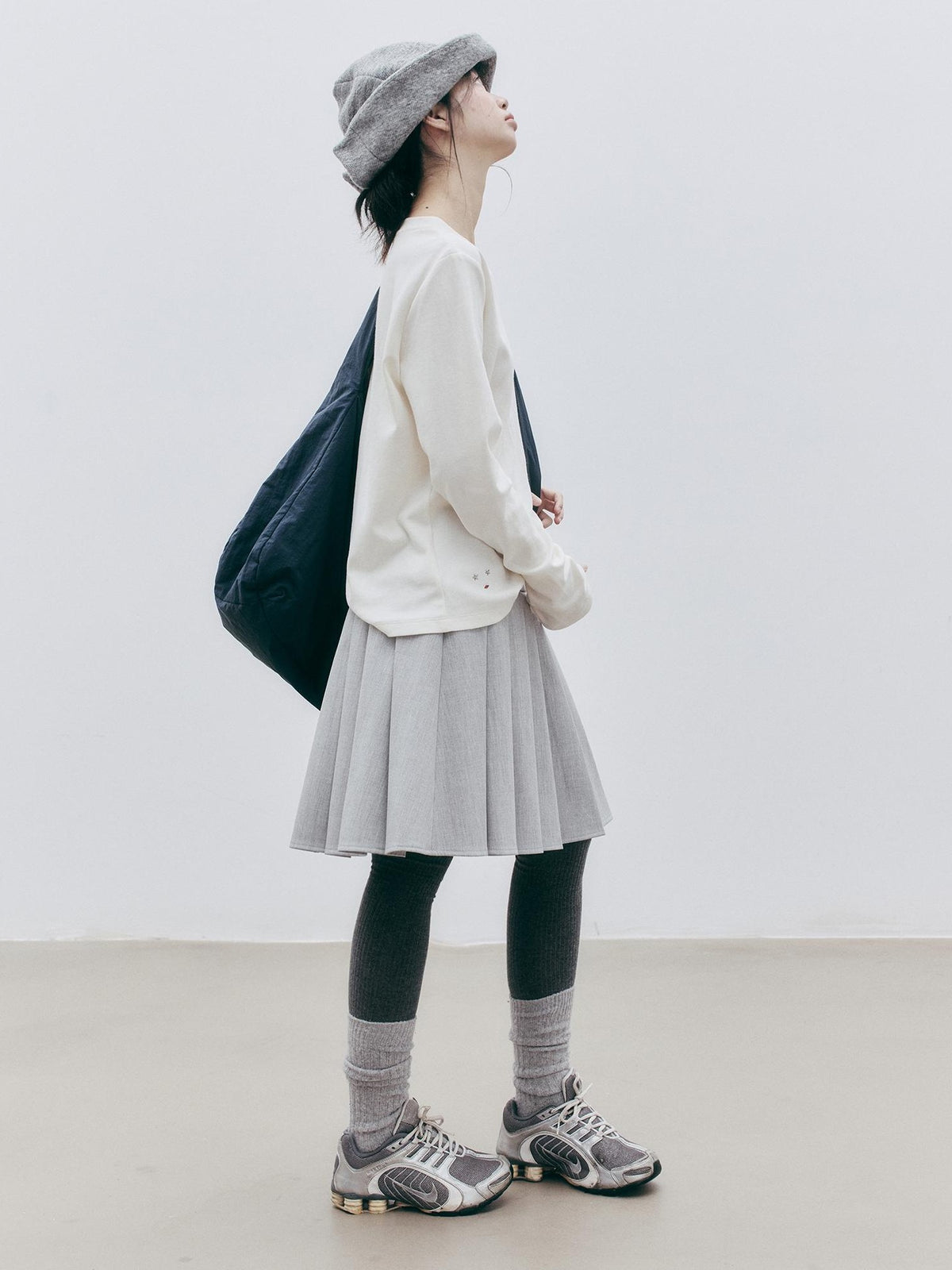 FUSSED Asymmetric Pleated Wool Midi Skirts Women&