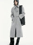 FUSSED Asymmetric Wool Blend Double Faced Coat In Silver Gray
