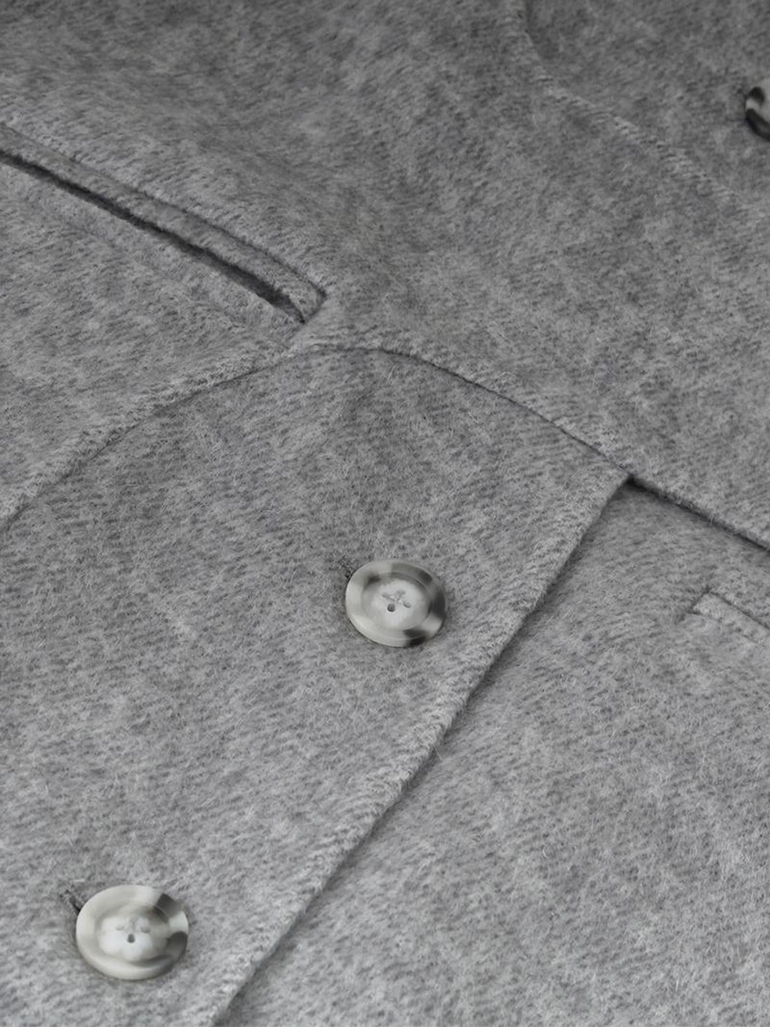 FUSSED Asymmetric Wool Blend Double Faced Coat In Silver Gray