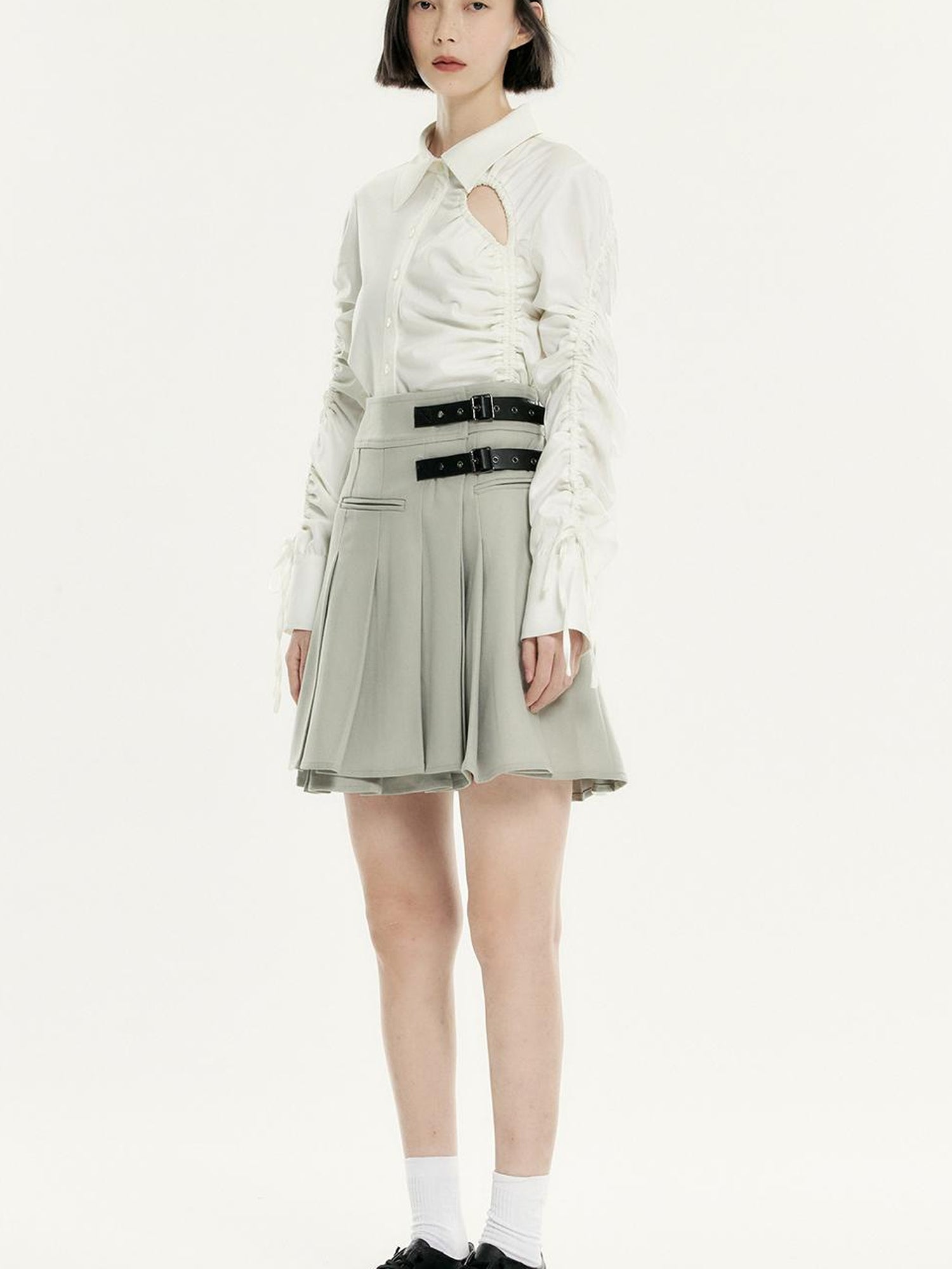 FUSSED Asymmetrical Draped Crop Shirt