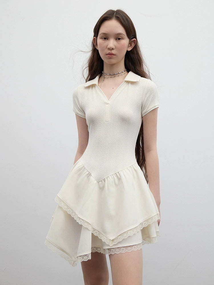 FUSSED_Ballet_Class_Textured_Protein_White_Polo_V_Neck_T_Shirt_Long_Sleeve_Dress_MISSTT