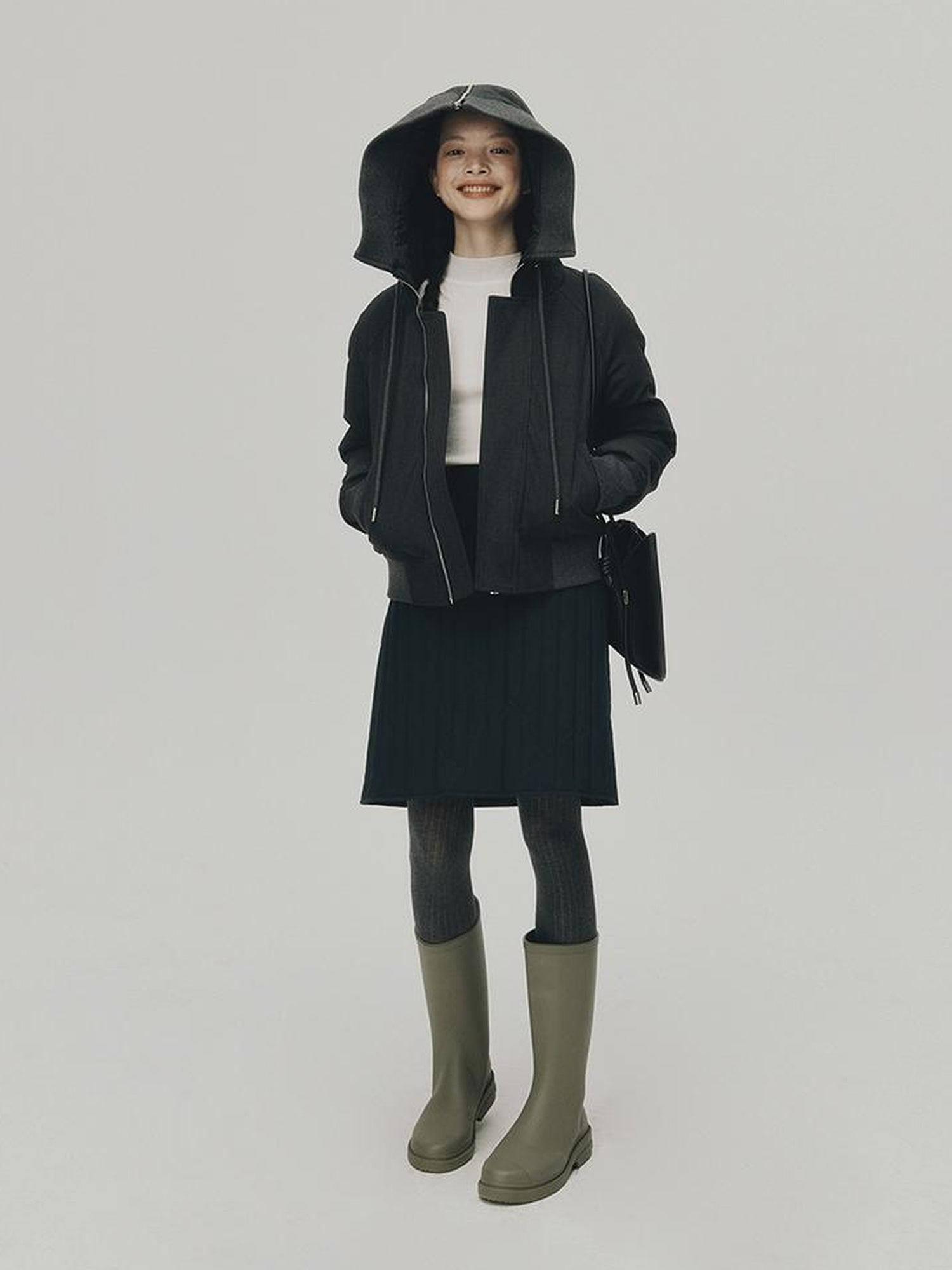 FUSSED Barrel Quilted Down Skirt Navy Blue 90 White Duck Fill