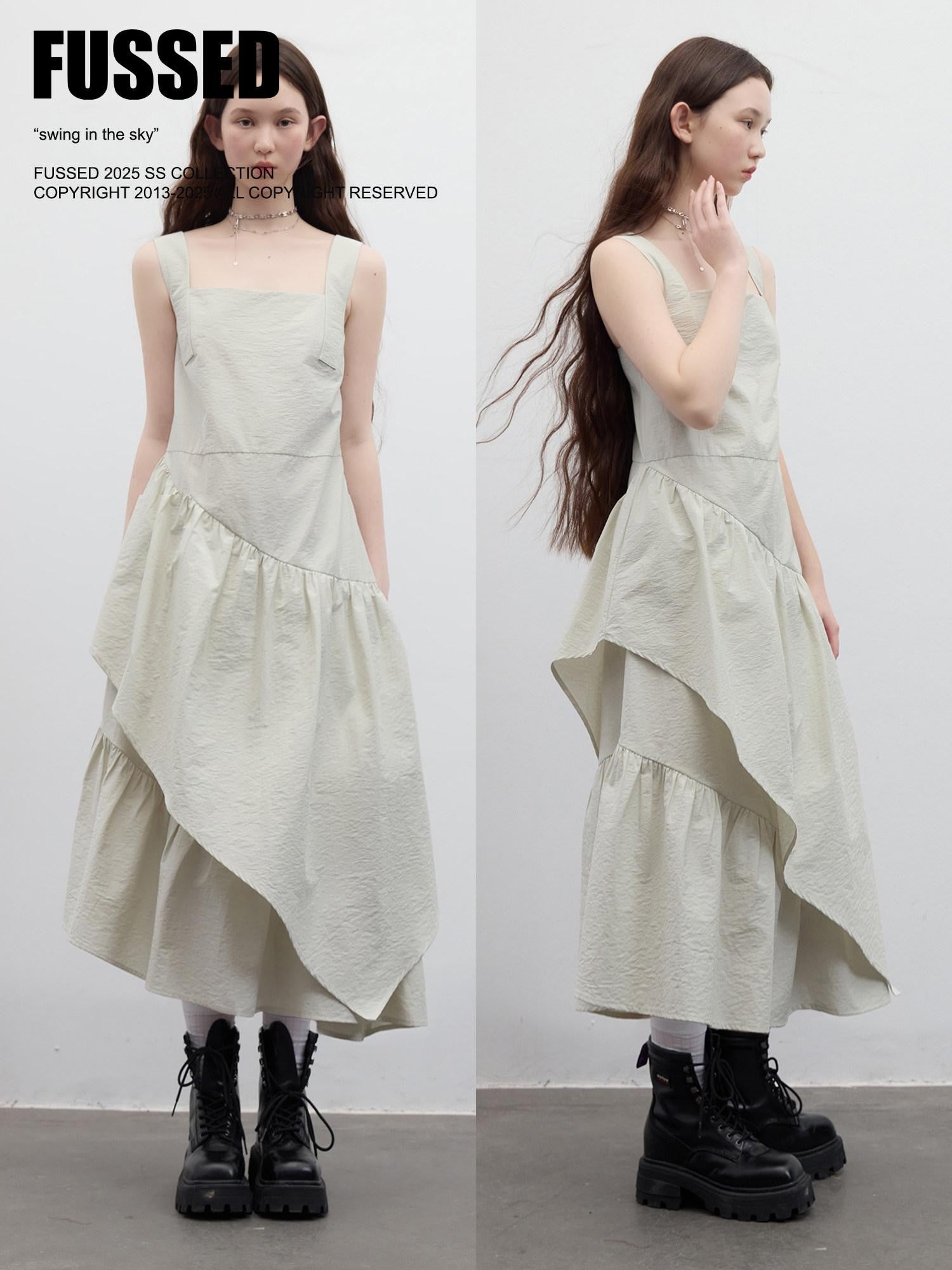 FUSSED Bean Green Asymmetrical Irregular Layer Women&