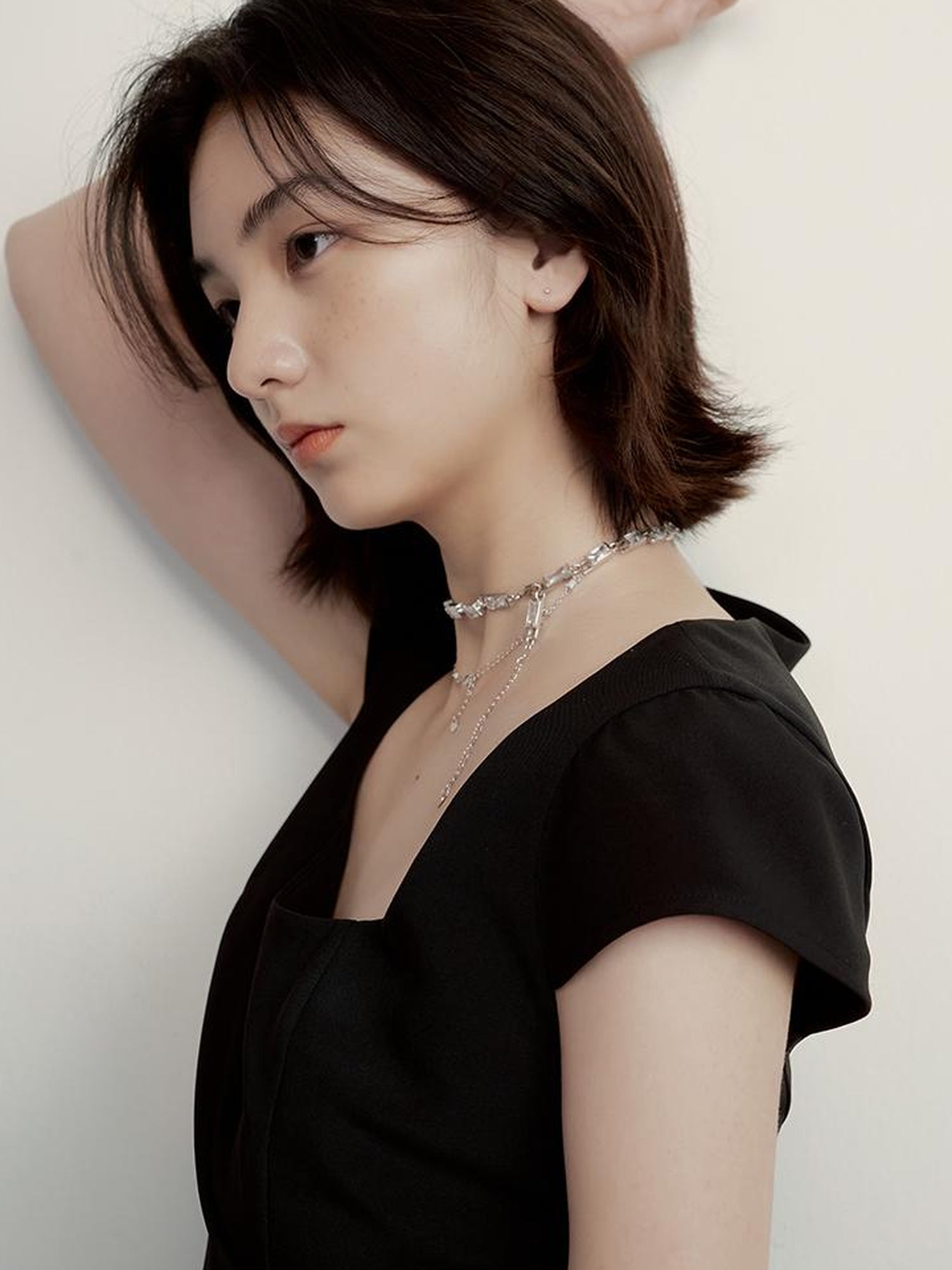 FUSSED Black Cocoon U Neck Dress With Draped Waist