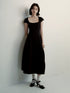 FUSSED_Black_Cocoon_U_Neck_Dress_With_Draped_Waist_MISSTT
