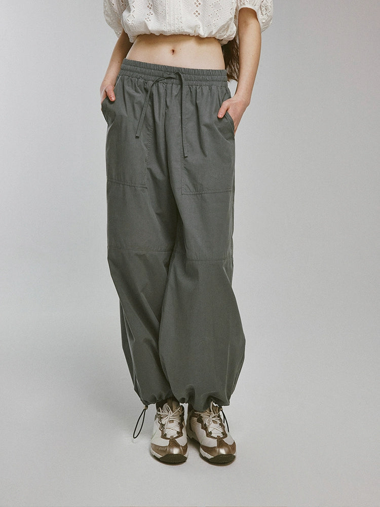 FUSSED_Blokette_Soft_Fog_Deep_Grey_Green_Drawstring_Elastic_Waist_Trousers_MISSTT