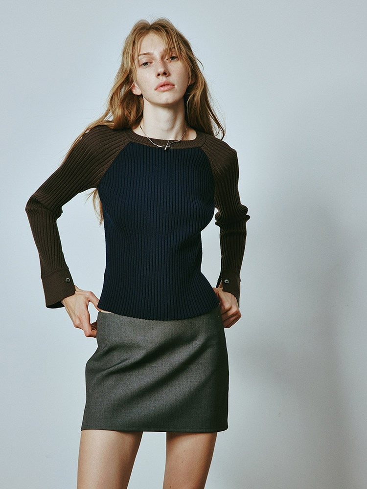 FUSSED_Blue_Brown_Colorblock_Hooded_14_Gauge_Slim_Fit_Women&