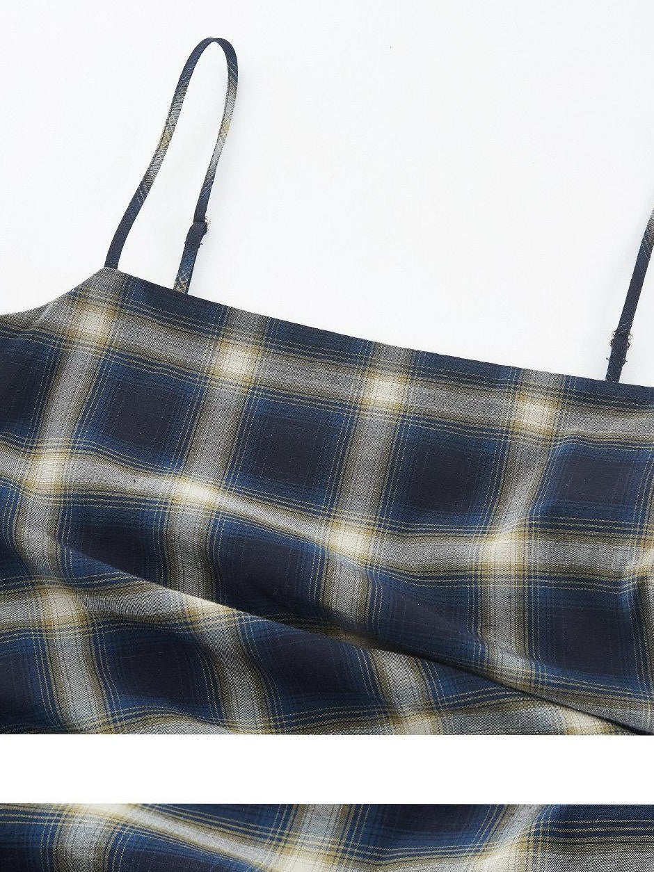 FUSSED Blue Duplin Check Deconstructed Spliced Women&