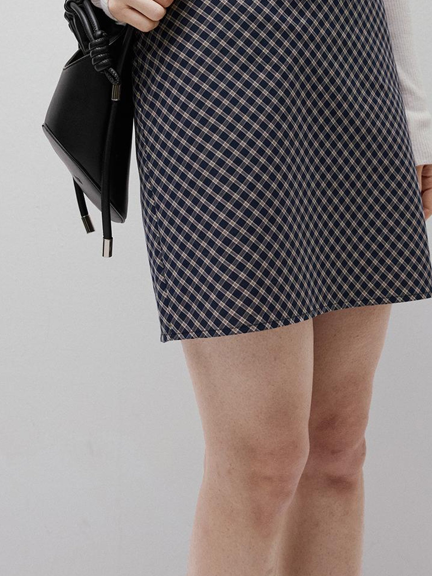 FUSSED Blue Hour Checkered Two Way Pencil Skirt