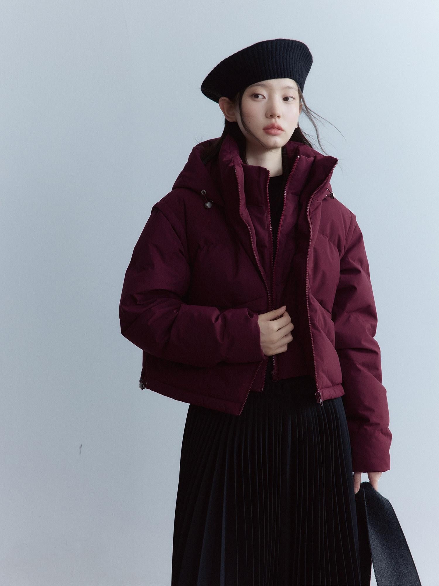 FUSSED Bordeaux 3 Proof Cropped Faux Layered Women&