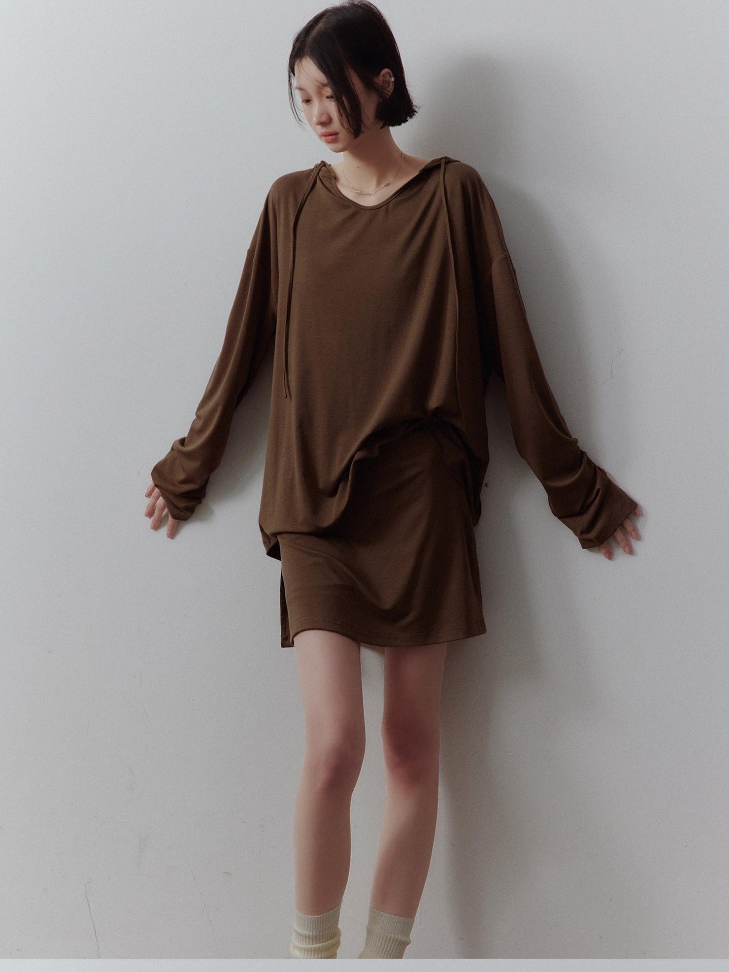FUSSED Breathable Ultra Soft Hooded Drop Shoulder Midlength Women&