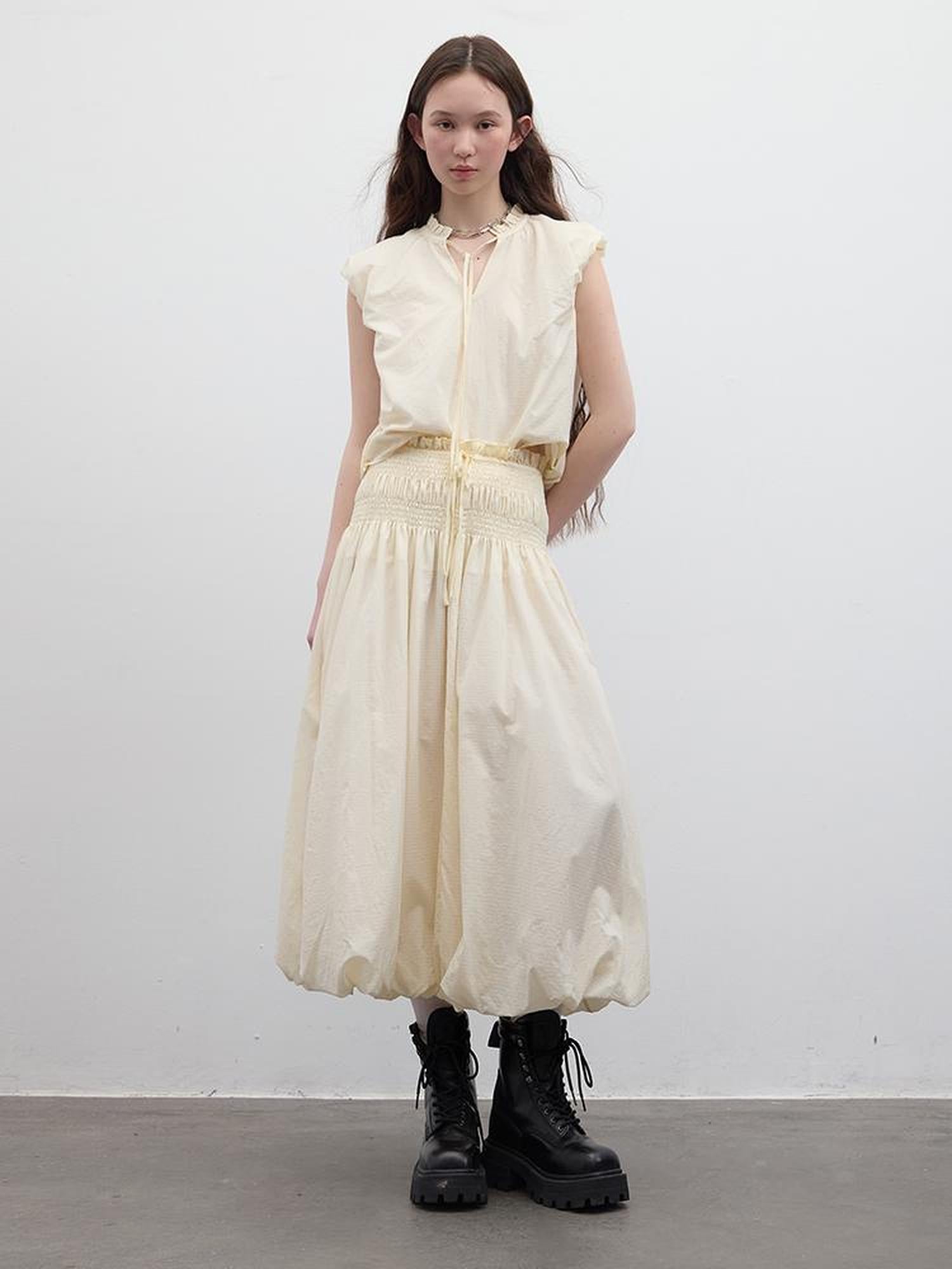 FUSSED Bubble Cream Waffle Textured Sun Protective Two Piece Set