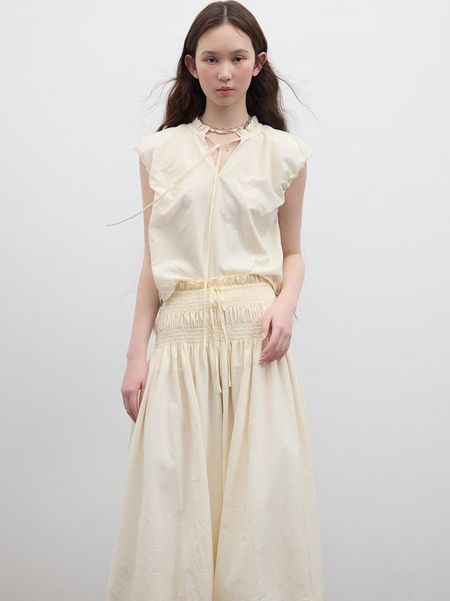 FUSSED Bubble Cream Waffle Textured Sun Protective Two Piece Set