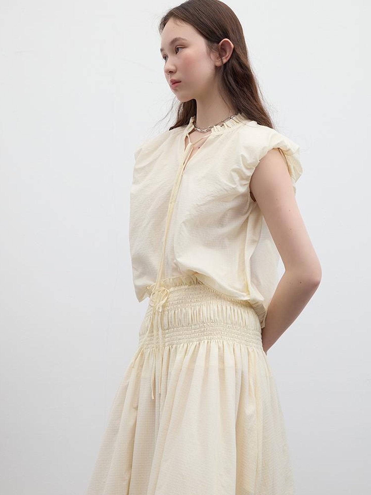 FUSSED Bubble Cream Waffle Textured Sun Protective Two Piece Set