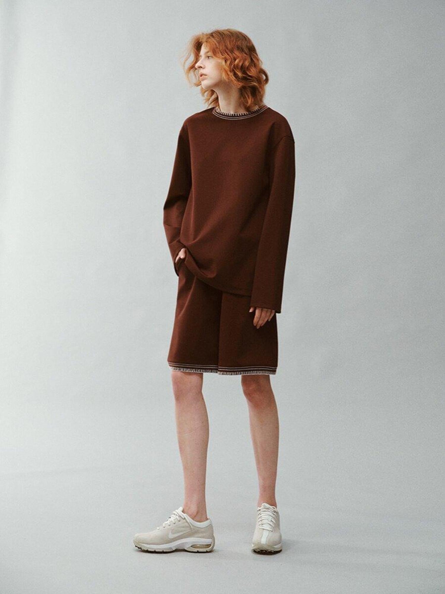 FUSSED Burgundy Flat Collar Sporty Relaxed Fit Women&