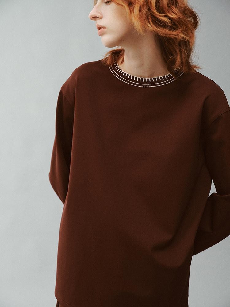 FUSSED Burgundy Flat Collar Sporty Relaxed Fit Women&