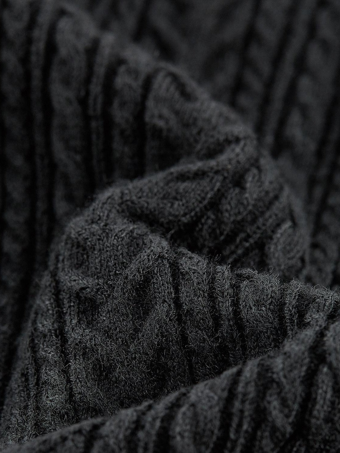 FUSSED Cable Knit Drawcord Shirt Collar Long Sleeve Women&