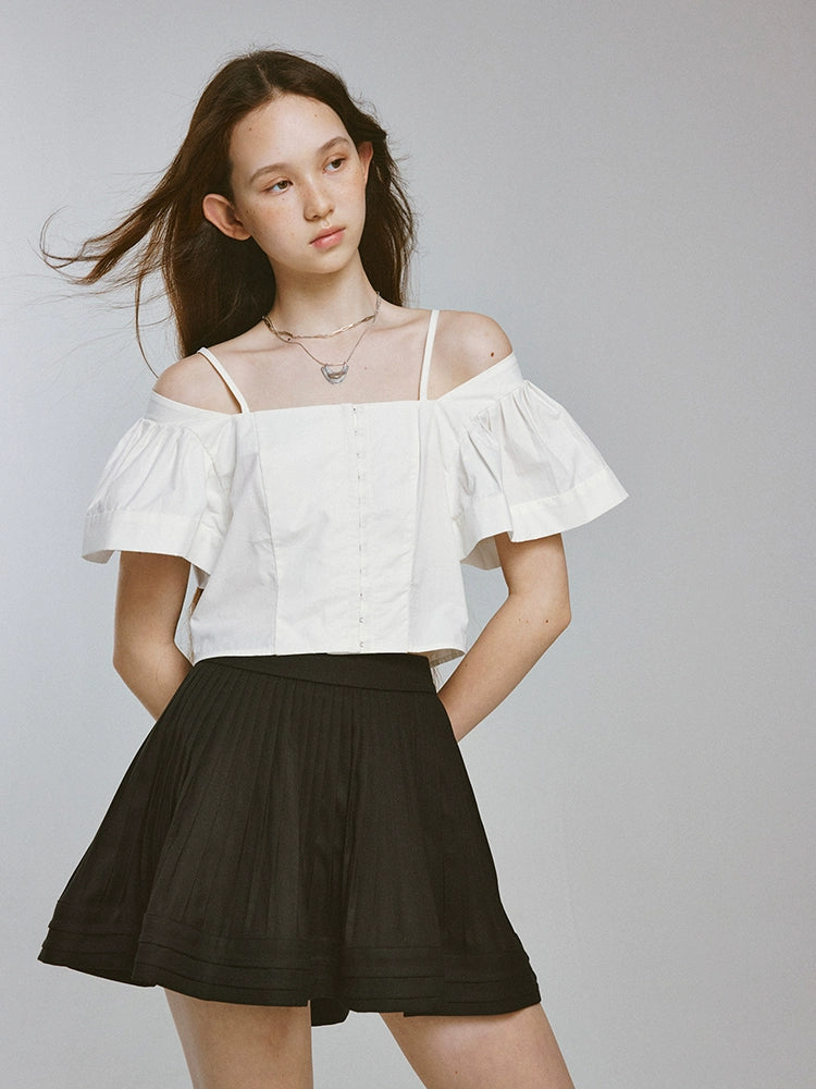 FUSSED_Camellia_White_Square_Neck_Top_With_Embossed_Texture_And_Draped_Sleeves_MISSTT