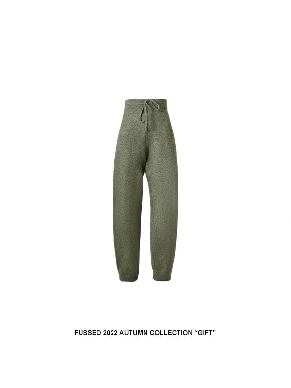 Cashmere Blend Ribbed Trousers Misty Green