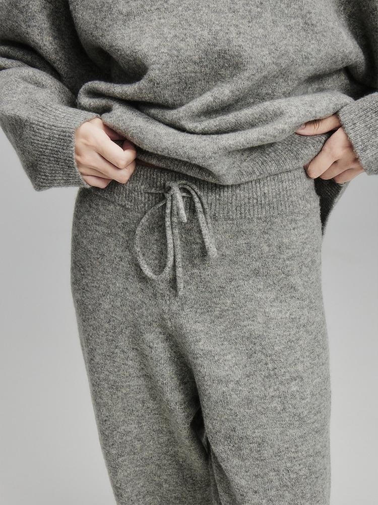 FUSSED Cashmere Merino Wool Rock Gray Green Double Knit Trousers