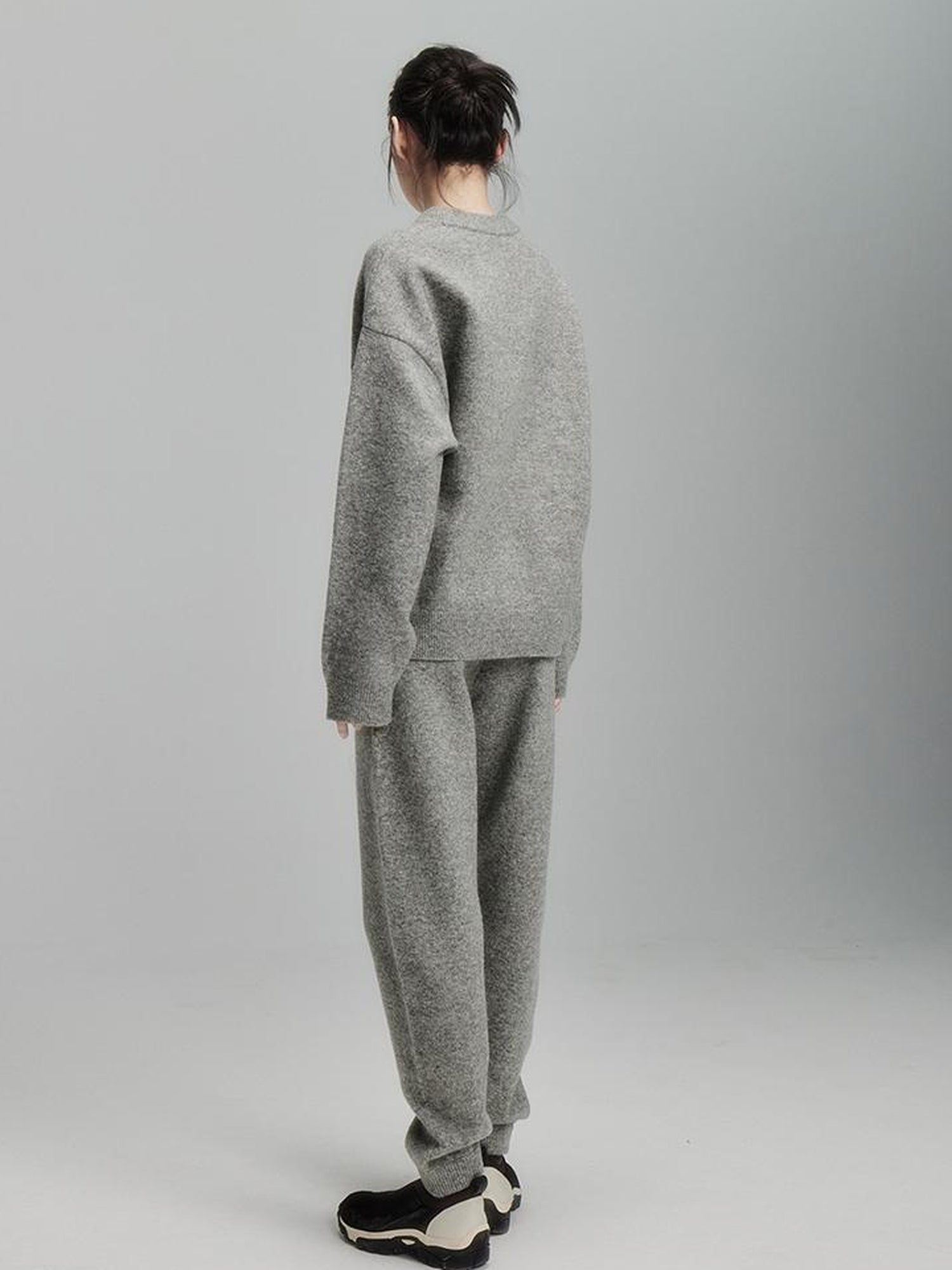 FUSSED Cashmere Merino Wool Rock Gray Green Double Knit Trousers