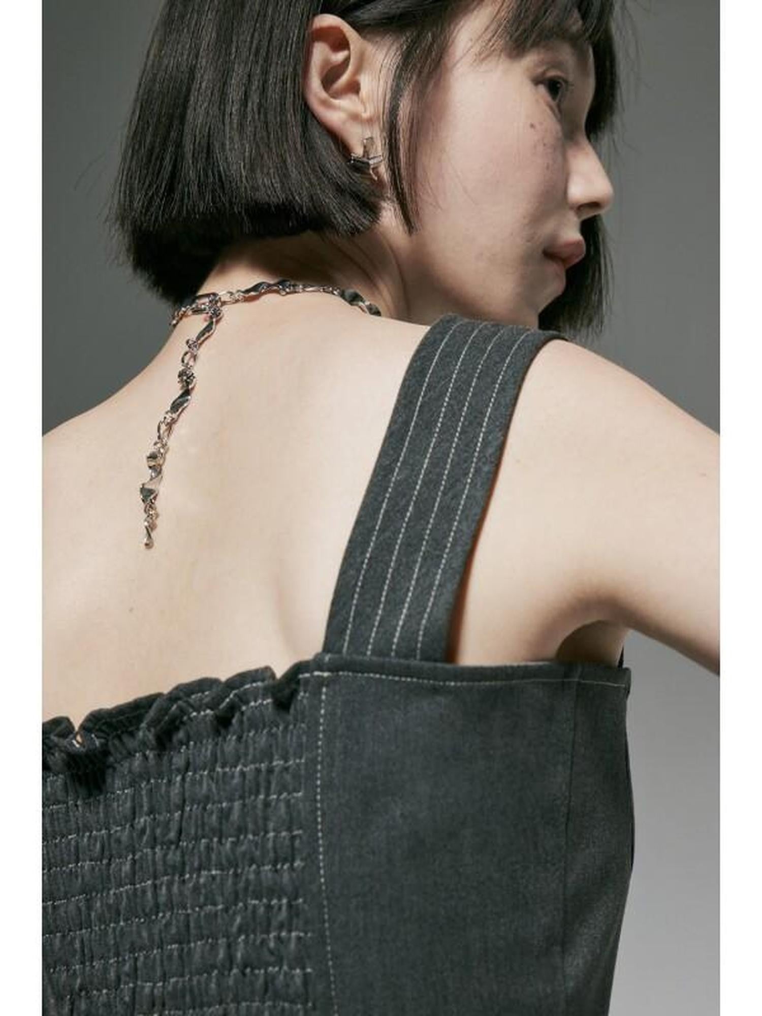 FUSSED Caviar Gray Topstitched Retro Slim Cropped Women&