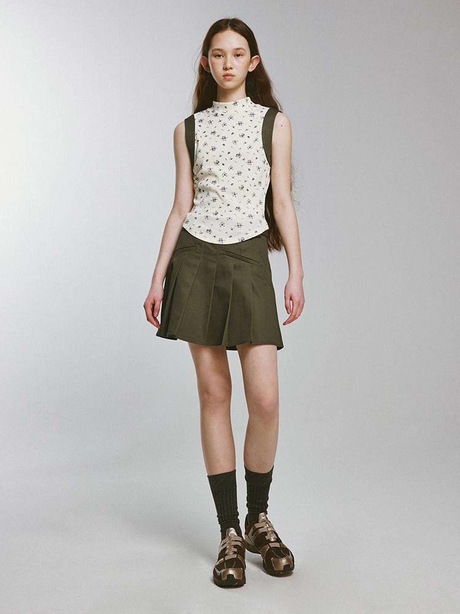 FUSSED Cedar Green Heavy Duty Cotton A Line Mini Skirt With Safety Shorts