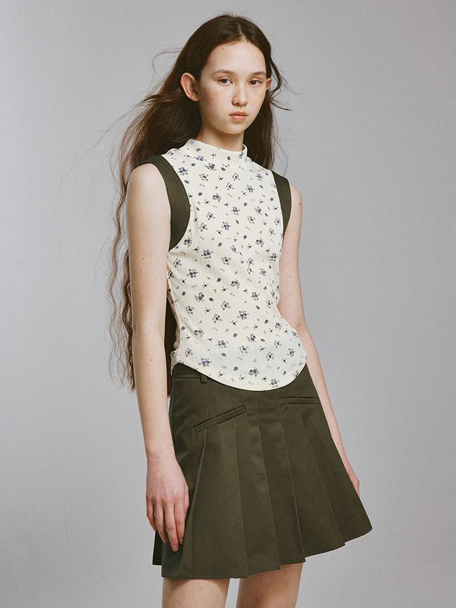 FUSSED Cedar Green Heavy Duty Cotton A Line Mini Skirt With Safety Shorts