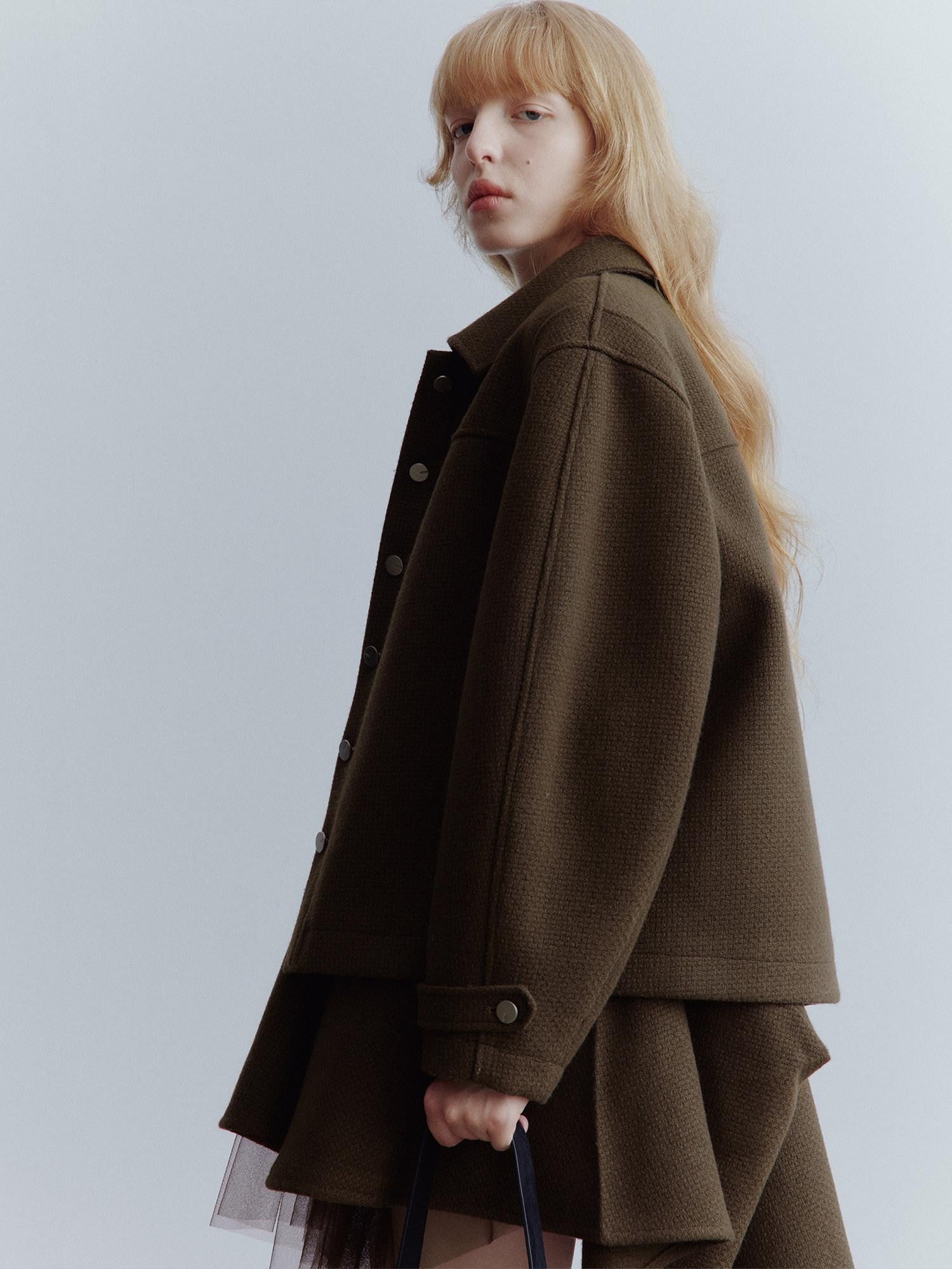 FUSSED Chocolate Brown Looped Wool Utility Women&