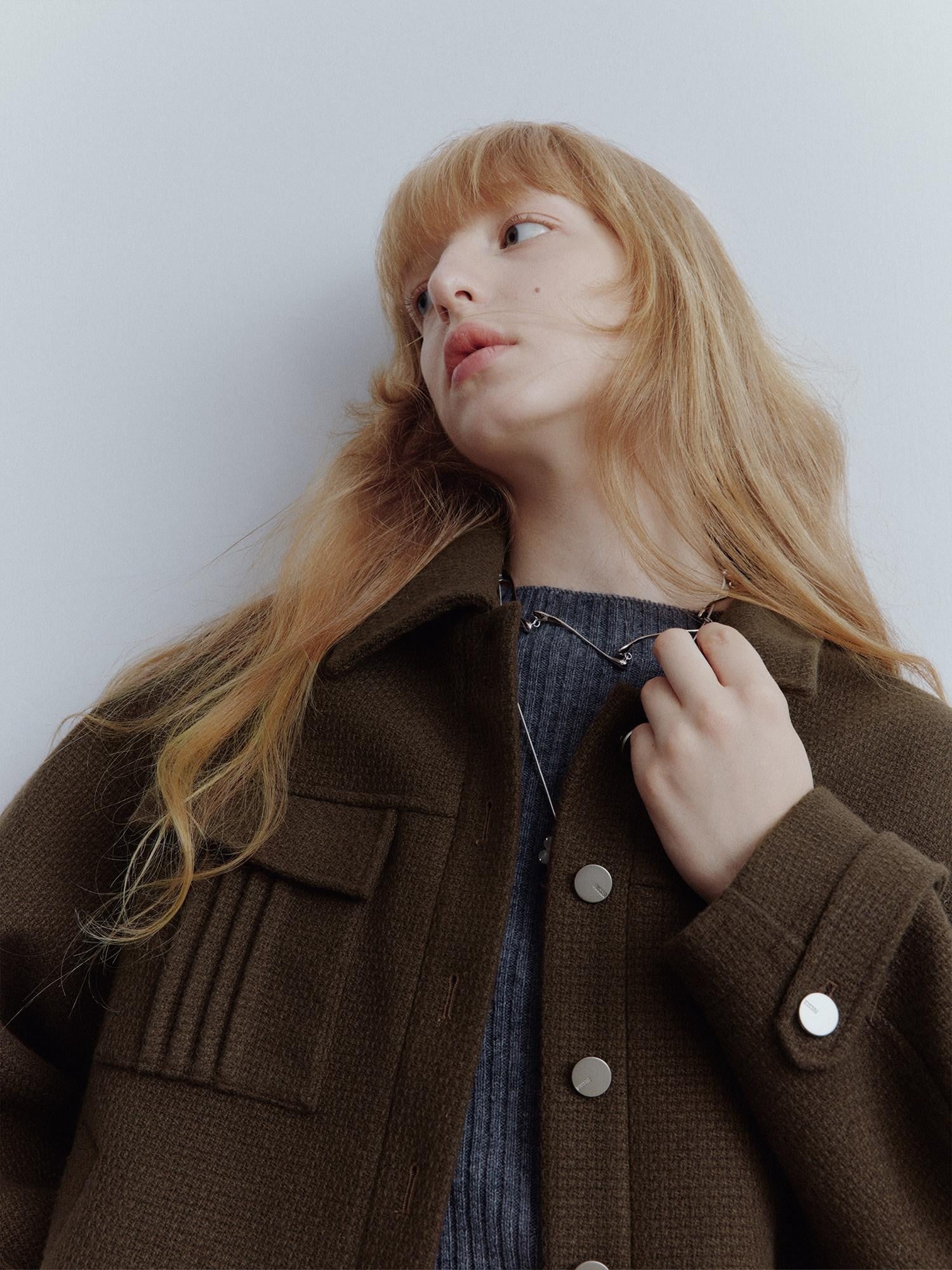 FUSSED Chocolate Brown Looped Wool Utility Women&