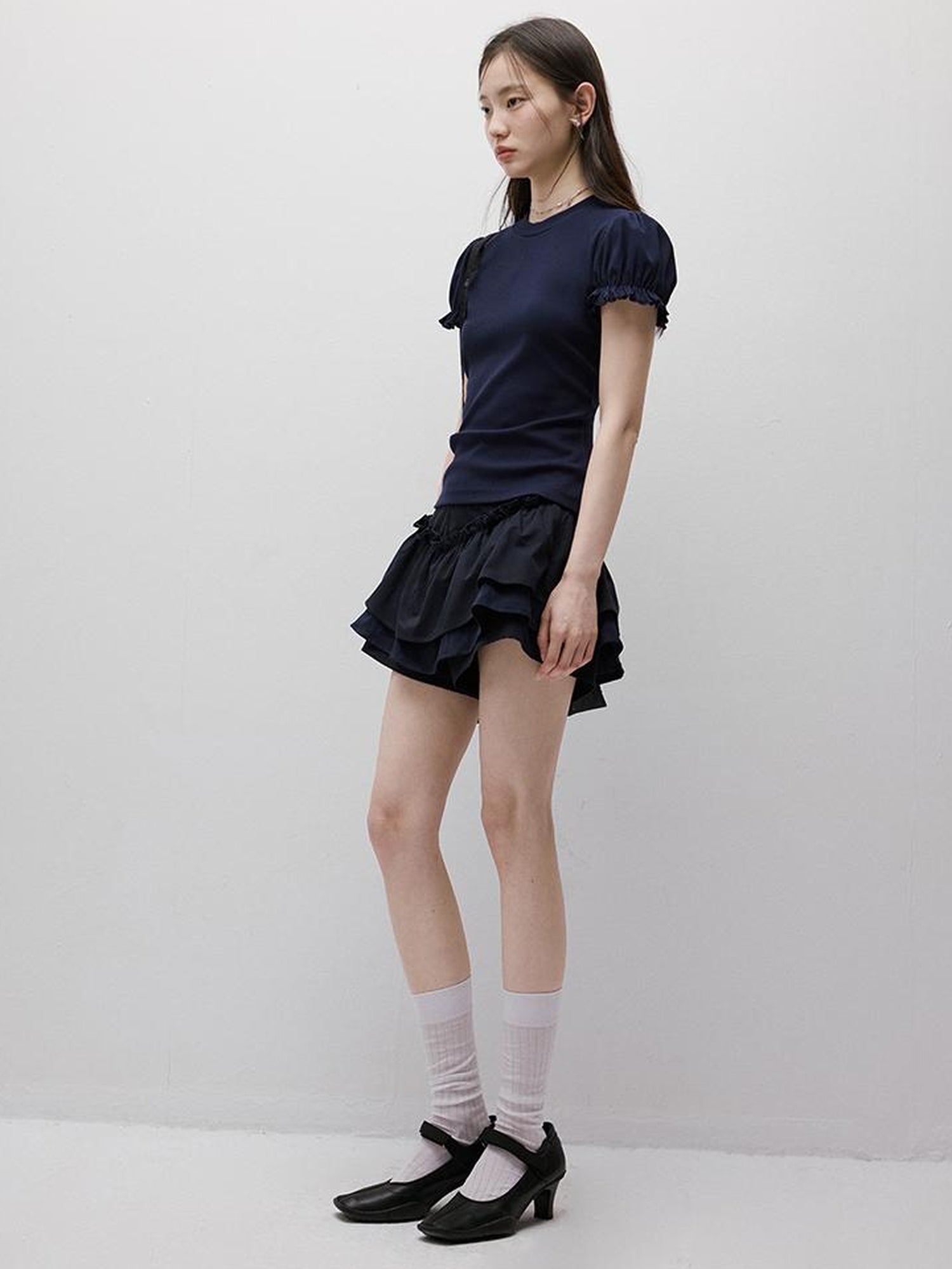 FUSSED Cleanfit Puff Sleeve Cropped Tee In Four Colors