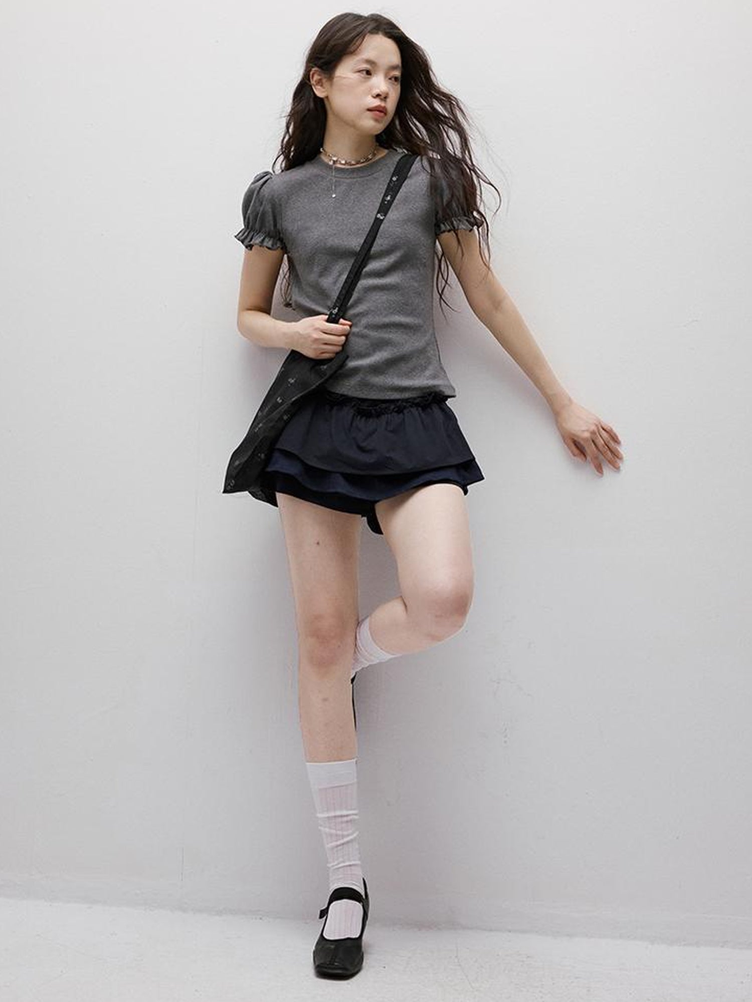 FUSSED Cleanfit Puff Sleeve Cropped Tee In Four Colors