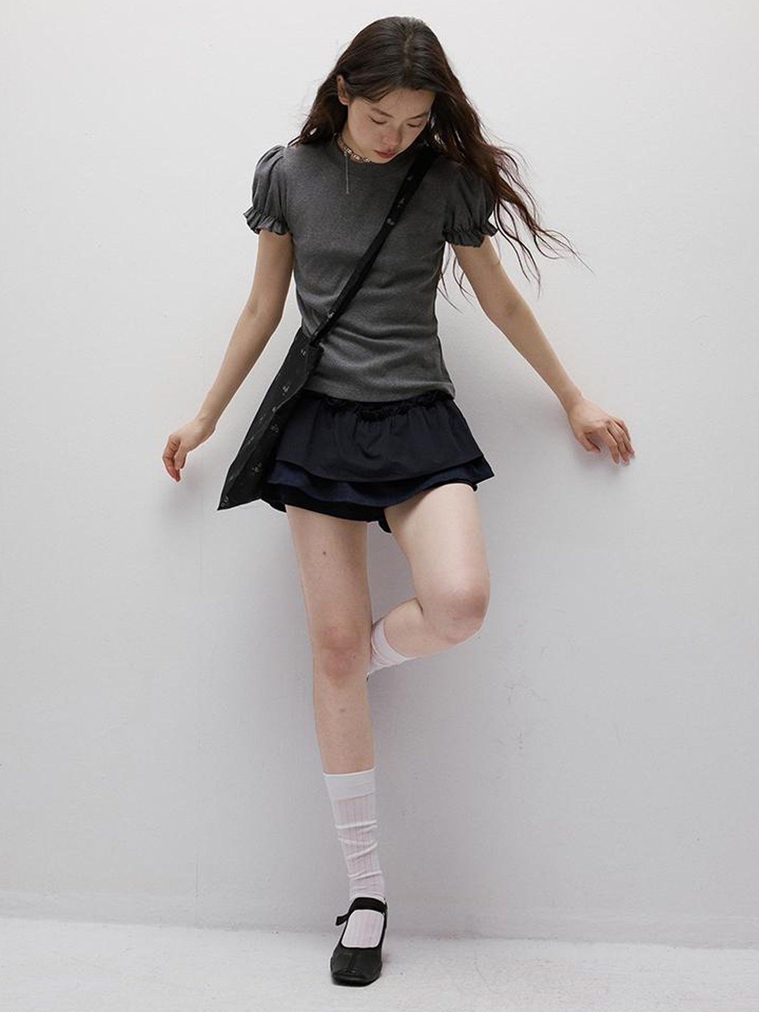 FUSSED Cleanfit Puff Sleeve Cropped Tee In Four Colors