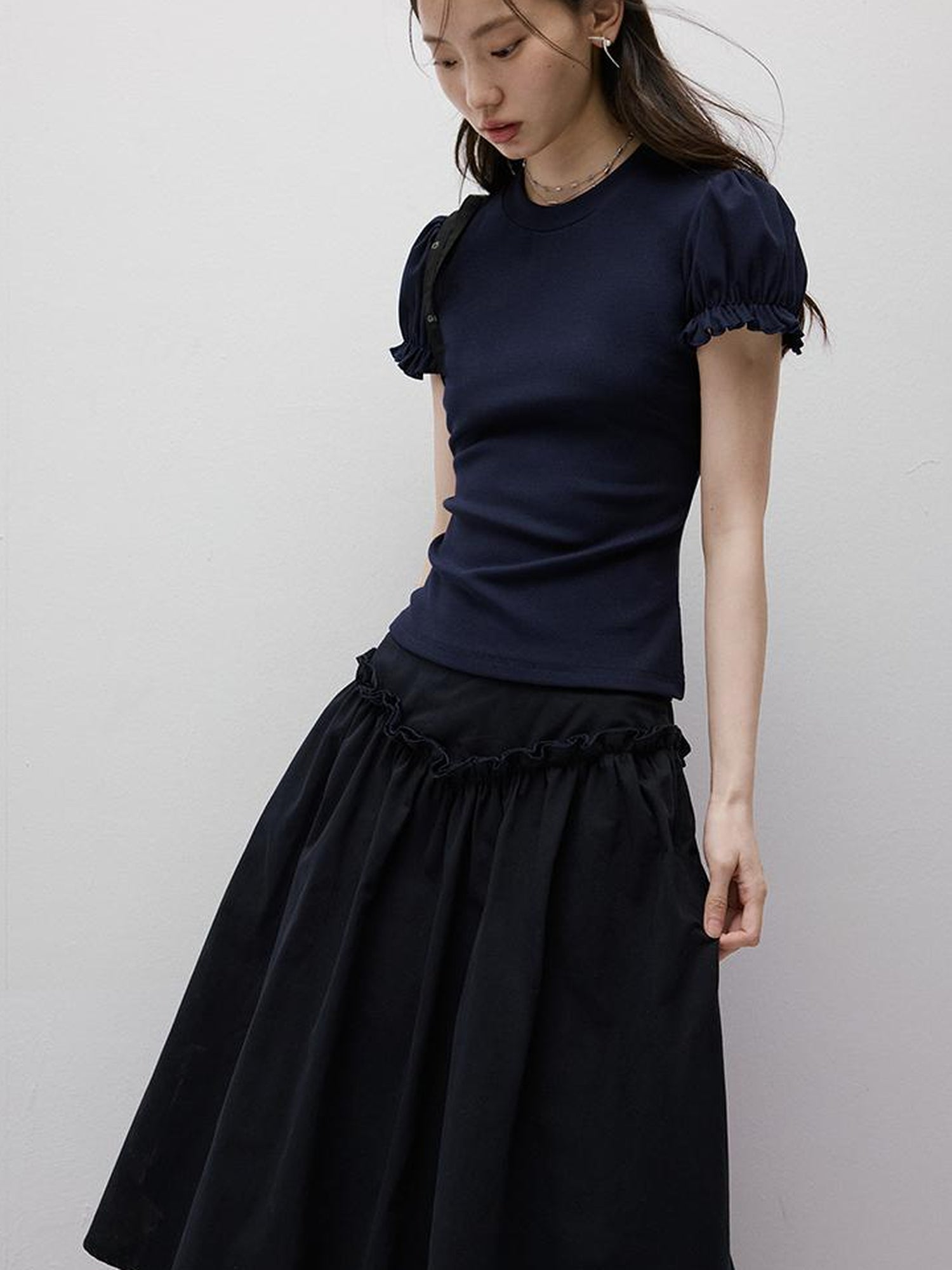 FUSSED Cleanfit Puff Sleeve Cropped Tee In Four Colors