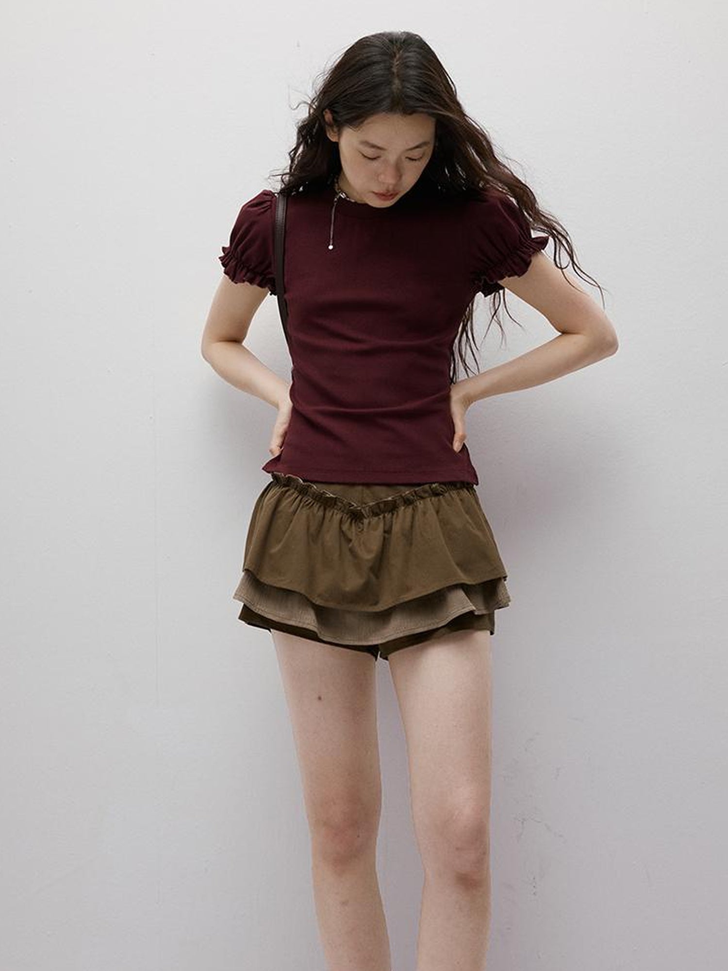 FUSSED Cleanfit Puff Sleeve Cropped Tee In Four Colors