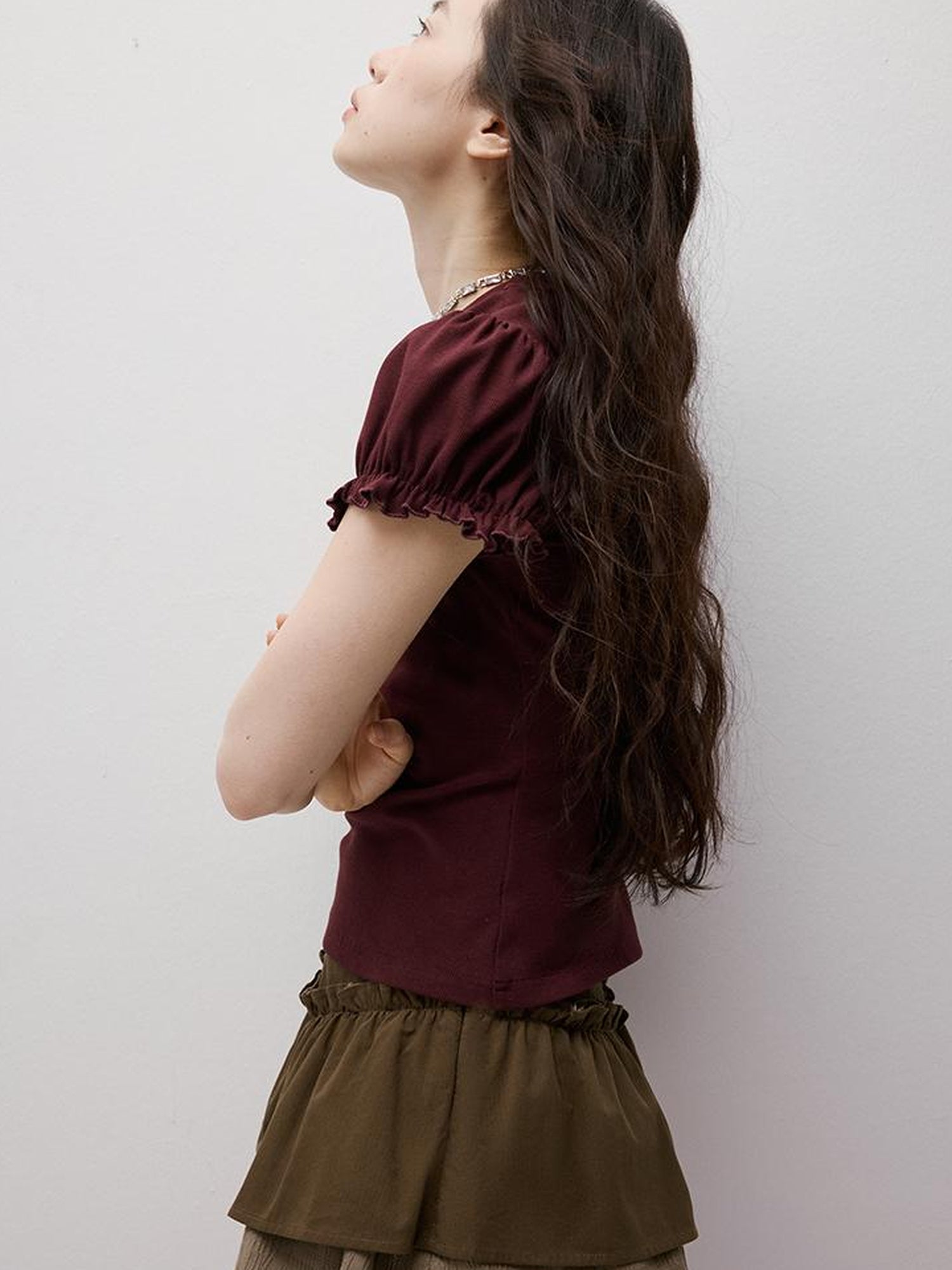 FUSSED Cleanfit Puff Sleeve Cropped Tee In Four Colors