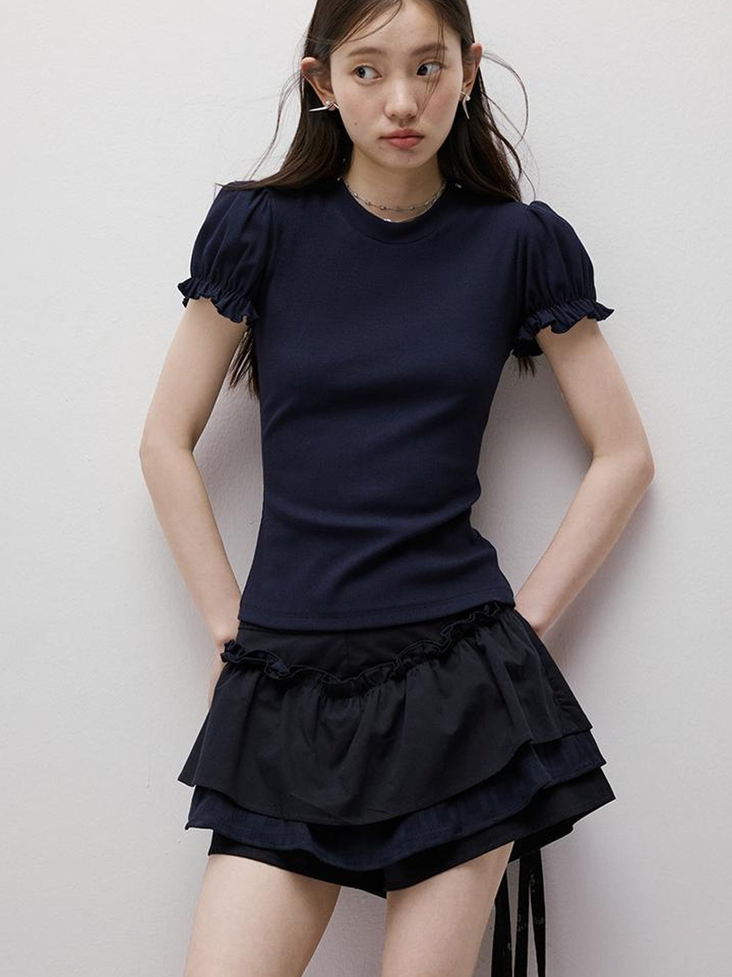 FUSSED Cleanfit Puff Sleeve Cropped Tee In Four Colors