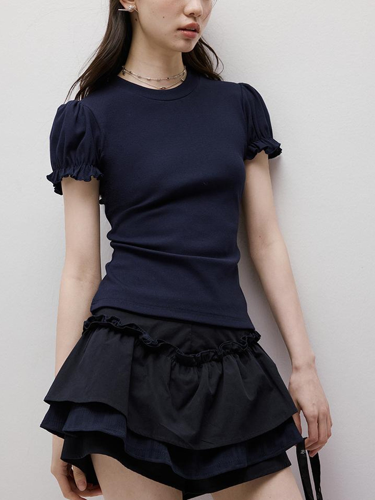 FUSSED Cleanfit Puff Sleeve Cropped Tee In Four Colors