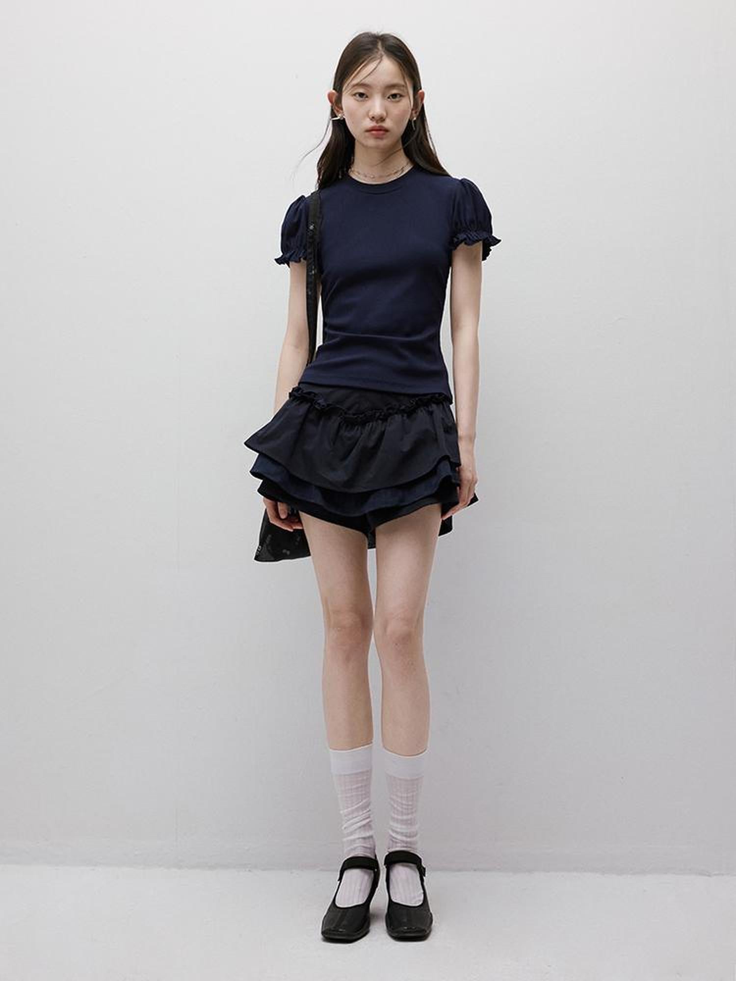 FUSSED Cleanfit Puff Sleeve Cropped Tee In Four Colors