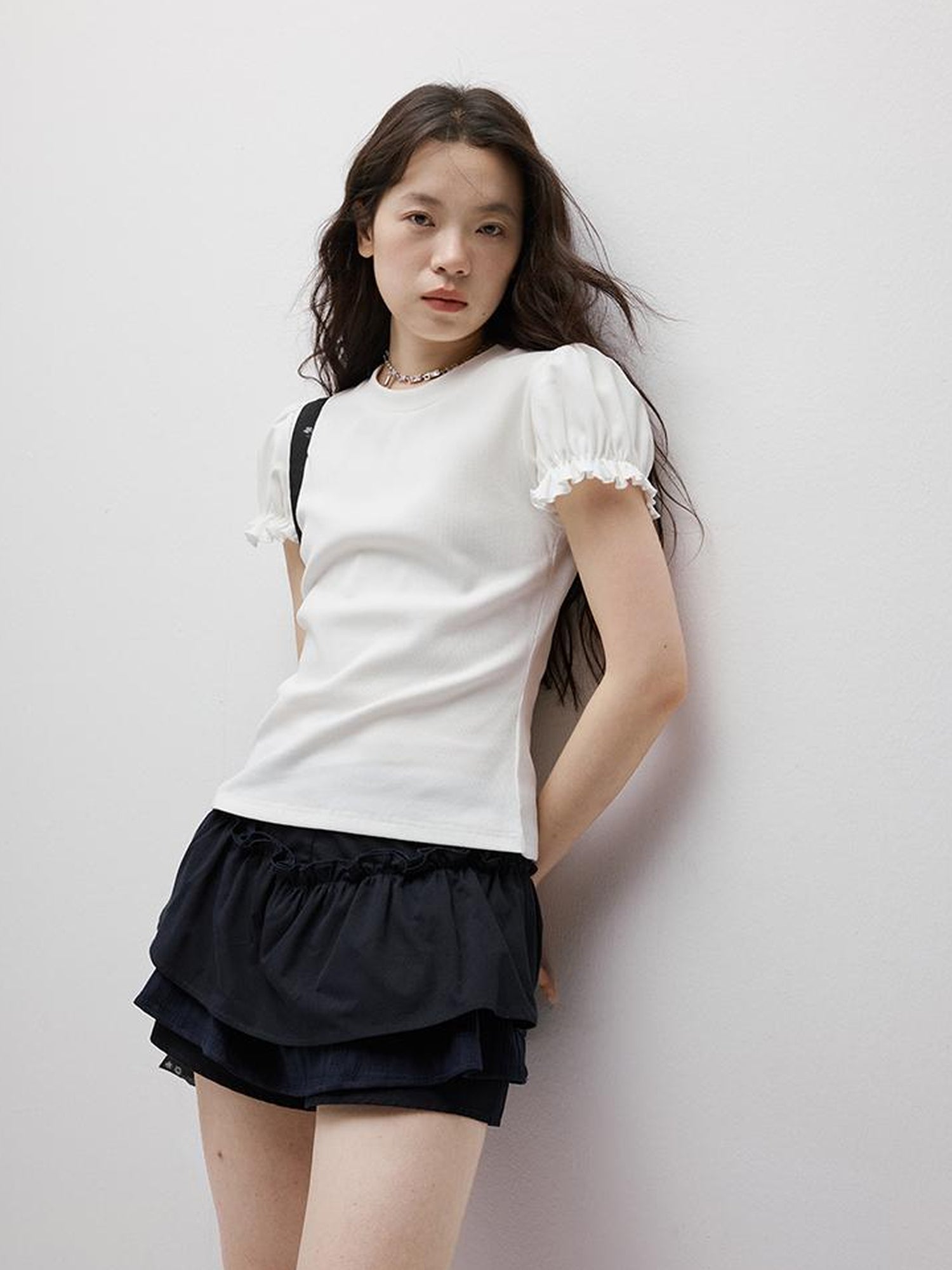 FUSSED Cleanfit Puff Sleeve Cropped Tee In Four Colors