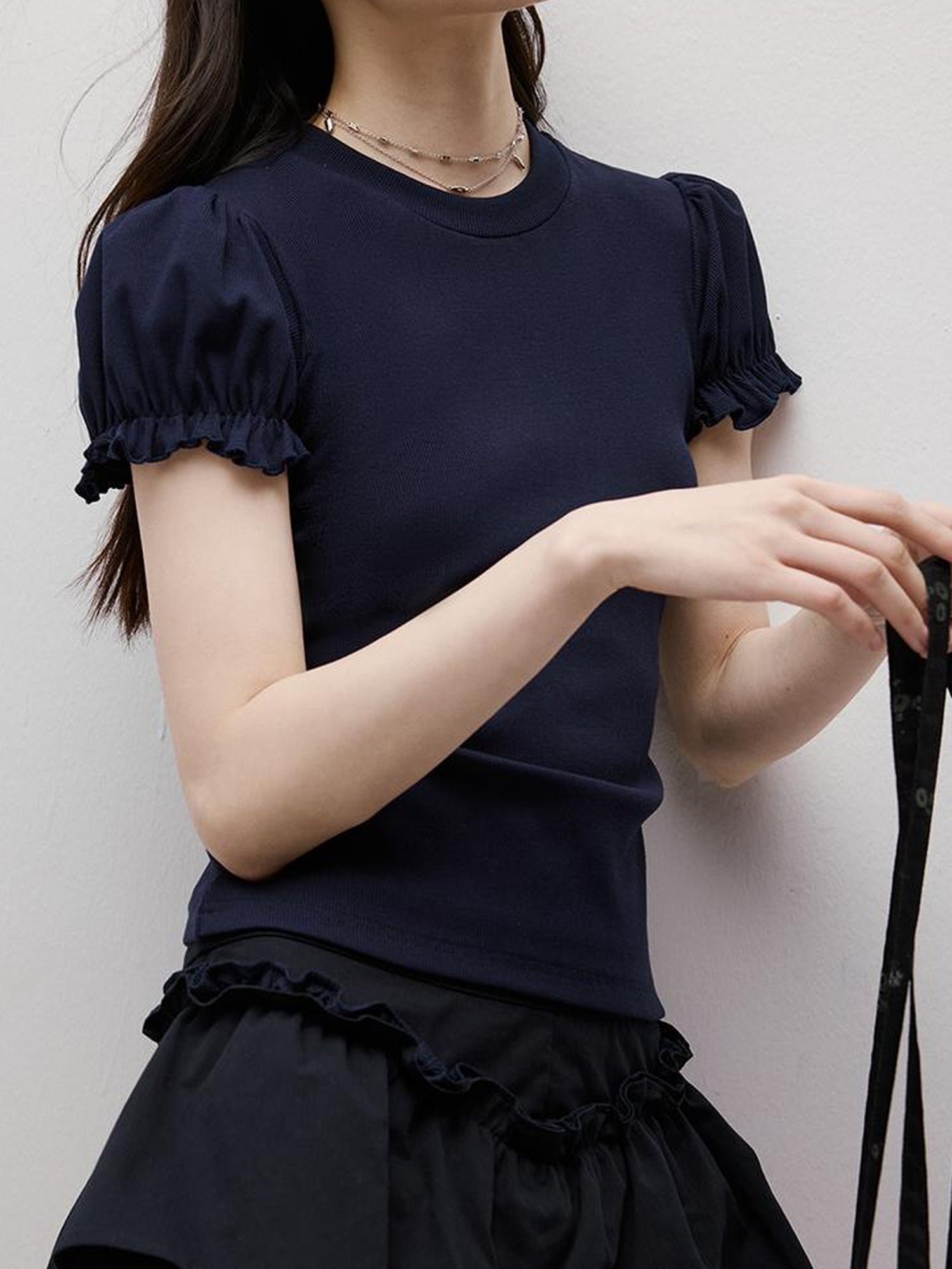 FUSSED Cleanfit Puff Sleeve Cropped Tee In Four Colors